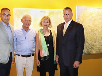 Von links nach rechts: Stephan Kuhn, Johannes Czwalina, Iris Michel, Andreas Isler Vernissage Iris Michel bei der Schaffhauser Kantonalbank
